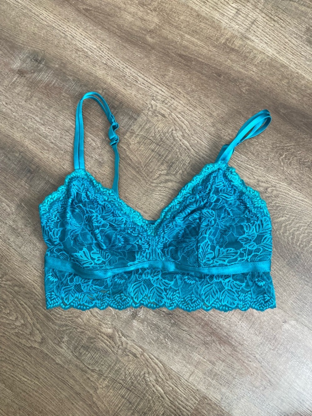 Auden Lightly Lined Bralette Lace Green Teal Size Xl